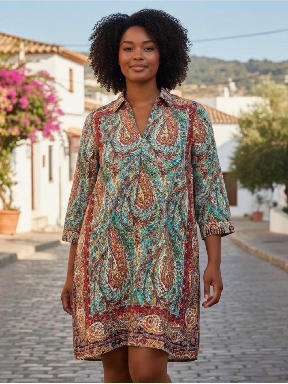 Joan Vass Small Paisley Tunic Top | Fairy Cottagecore Prairie Peasant Festival